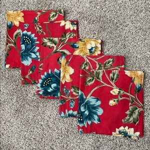 New! April Cornell Floral Cloth Napkin Set of 5